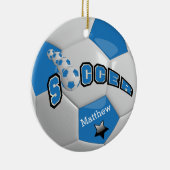 サッカーボールのスター選手 |青 セラミックオーナメント (右)