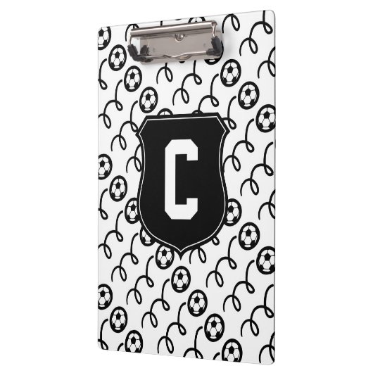 サッカーボールのスポーツのクリップボード|はモノグラムを個人化します クリップボード (左)