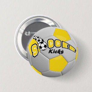 サッカーボールのスポーツは の黄色を蹴りました 缶バッジ