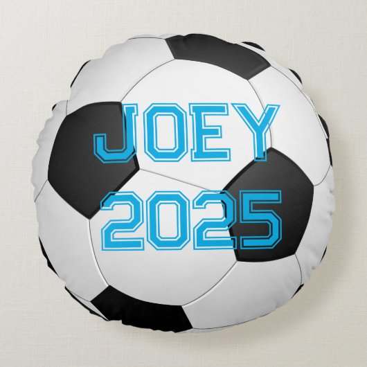 サッカーボールのスポーティ ラウンドクッション (正面)