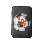 サッカーボールのチーム名とナンバー バスマット (正面縦)