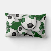 サッカーボールのチーム名のグリーンブラックロット ランバークッション (裏面)