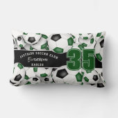 サッカーボールのチーム名のグリーンブラックロット ランバークッション (正面)