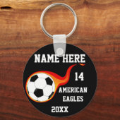サッカーボールのパーソナライズされたキーチェーン キーホルダー (正面)