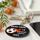 サッカーボールのパーソナライズされたキーチェーン キーホルダー (側面)