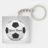 サッカーボールのパーソナライズなギフトのアイディア キーホルダー (裏面)