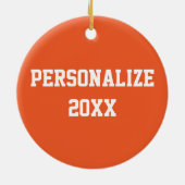サッカーボールのパーソナライズ |オレンジ セラミックオーナメント (裏面)