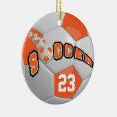 サッカーボールのパーソナライズ |オレンジ セラミックオーナメント (右)