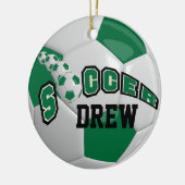 サッカーボールのパーソナライズ |濃い緑 セラミックオーナメント (左)