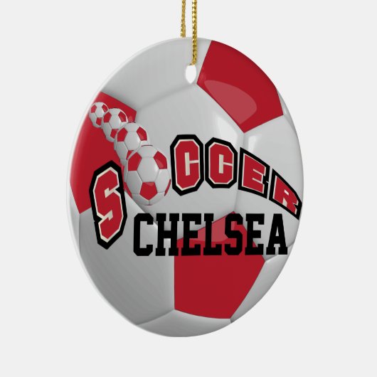 サッカーボールのパーソナライズ |濃い赤 セラミックオーナメント (右)