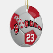 サッカーボールのパーソナライズ |濃い赤 セラミックオーナメント (右)