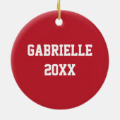 サッカーボールのパーソナライズ |濃い赤 セラミックオーナメント (裏面)