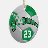 サッカーボールのパーソナライズ |緑 セラミックオーナメント (右)