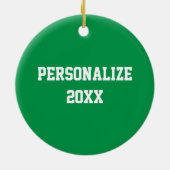 サッカーボールのパーソナライズ |緑 セラミックオーナメント (裏面)