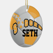 サッカーボールのパーソナライズ |金ゴールド セラミックオーナメント (右)