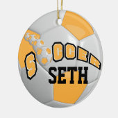 サッカーボールのパーソナライズ |金ゴールド セラミックオーナメント (左)