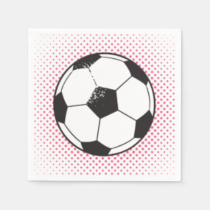 サッカーボールのパーティーのナプキン-ピンク スタンダードカクテルナプキン