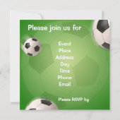 サッカーボールのフットボールのゴール-招待状 招待状 (裏面)