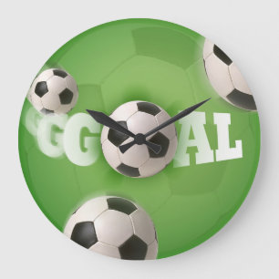 サッカーボールのフットボールのゴール-柱時計 ラージ壁時計
