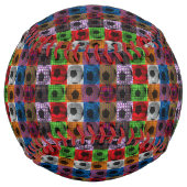 サッカーボールのポップアート ソフトボール (裏面)