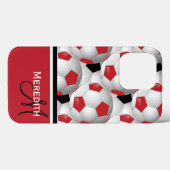 サッカーボールのモノグラム赤黒のパターン Case-Mate iPhoneケース (裏面 (横))