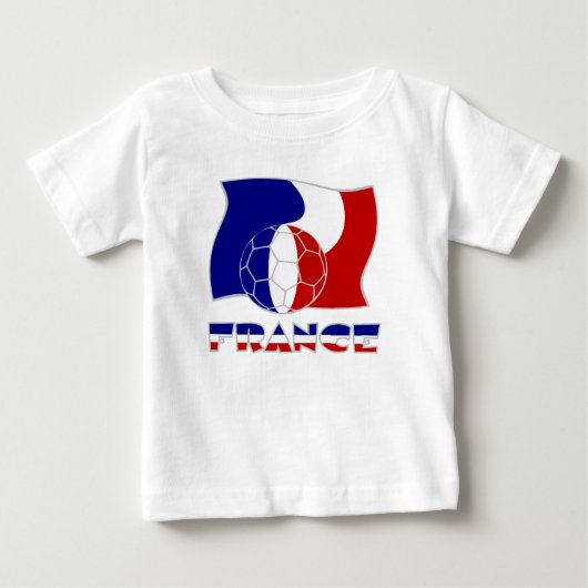 サッカーボールの付いたフランスの国旗 ベビーTシャツ (正面)