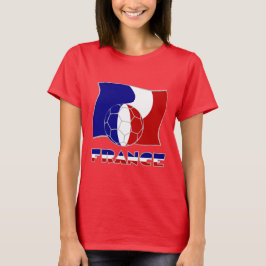 サッカーボールの付いたフランスの国旗 Tシャツ