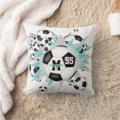 サッカーボールの吹き出しガーリースポーツルームのデッキ クッション (ブランケット)