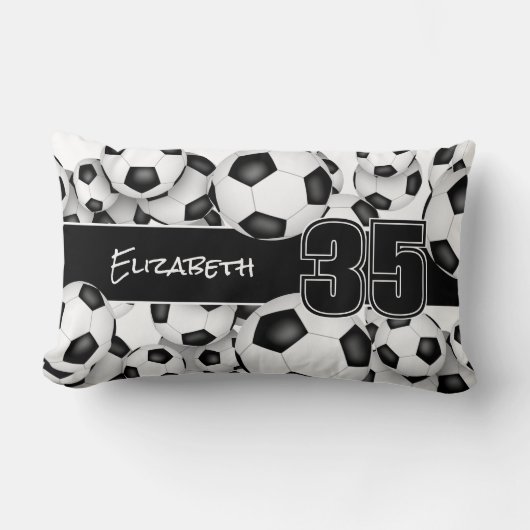サッカーボールの多いアスリート名ジャージー番号 ランバークッション (正面)