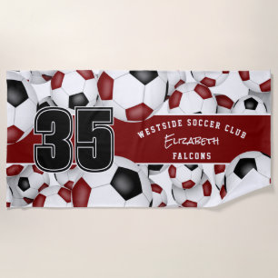 サッカーボールの多くがブラックチームカラーを超える ビーチタオル
