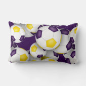 サッカーボールの多くのチームアスリート名パープル金ゴールド ランバークッション (裏面)