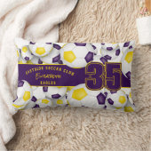 サッカーボールの多くのチームアスリート名パープル金ゴールド ランバークッション (ブランケット)