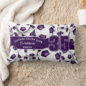 サッカーボールの多くの紫色のチームカラー ランバークッション (ブランケット)