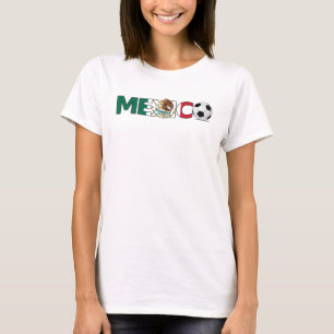 サッカーボールの女性スパゲッティ上が付いているメキシコ Tシャツ