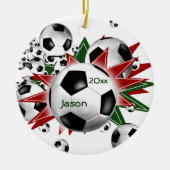 サッカーボールの打ち出し セラミックオーナメント (正面)