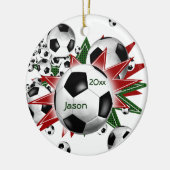 サッカーボールの打ち出し セラミックオーナメント (左)