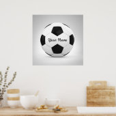 サッカーボールの白黒パーソナライズされた名 ポスター (キッチン)