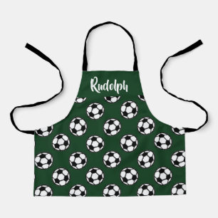 サッカーボールの緑のパターン エプロン