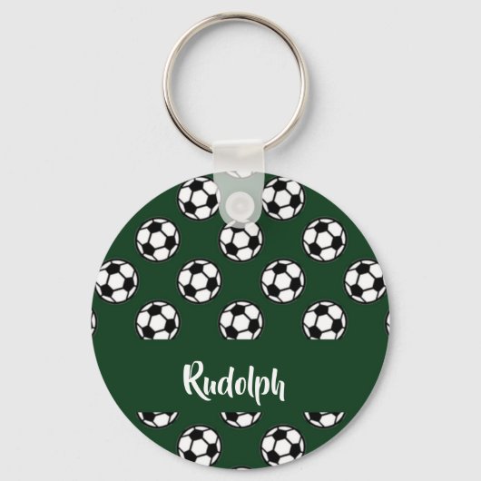 サッカーボールの緑のパターン キーホルダー (正面)