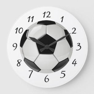 サッカーボールの背景 ラージ壁時計