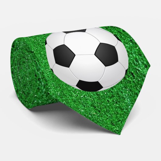 サッカーボールの芝生プリントネクタイ ネクタイ (ロール)