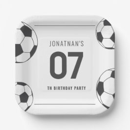 サッカーボールの誕生日お祝いナンバーセブン ペーパープレート