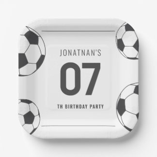 サッカーボールの誕生日お祝いナンバーセブン ペーパープレート