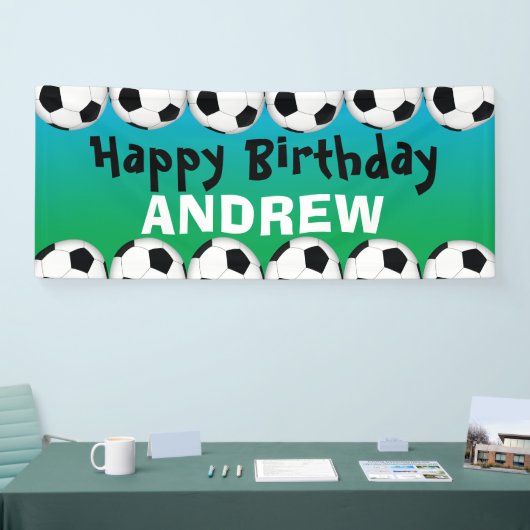サッカーボールの誕生日の旗 横断幕 (トレードショー)