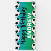 サッカーボールの誕生日の旗 横断幕 (縦)