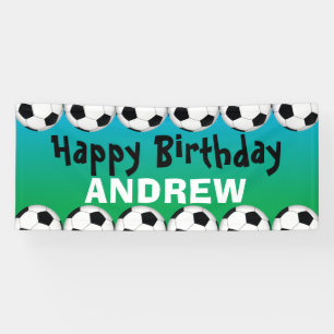 サッカーボールの誕生日の旗 横断幕
