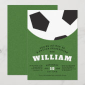 サッカーボールの誕生日パーティー 招待状 (正面/裏面)