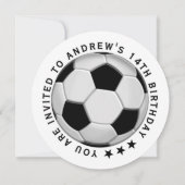 サッカーボールの誕生日招待状のミニマルなテキスト セーブザデート (裏面)