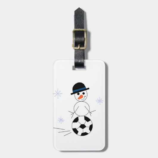 サッカーボールの雪だるま ラゲッジタグ (正面縦)