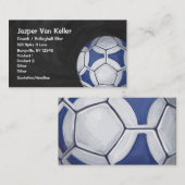 サッカーボールの青と白の名刺 名刺 (正面/裏面)